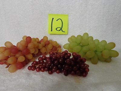 3pc LOT VINTAGE ARTIFICIAL FAKE FAUX FRUIT Grapes Rubber Grapevine Retro