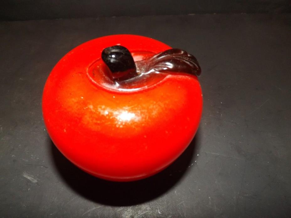 HAND BLOWN GLASS DECORATIVE FRUIT RED TOMATO LIFE SIZE 3 3/8