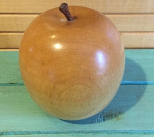 Hand Carved Red Maple Wood Apple Fruit, 3”