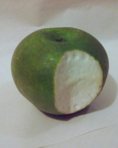 Marble Stone Heavy Realistic Green Bitten Apple