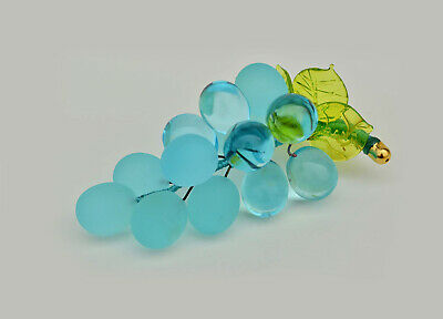 Murano Glass Grape Cluster, Lite Blue/Gold