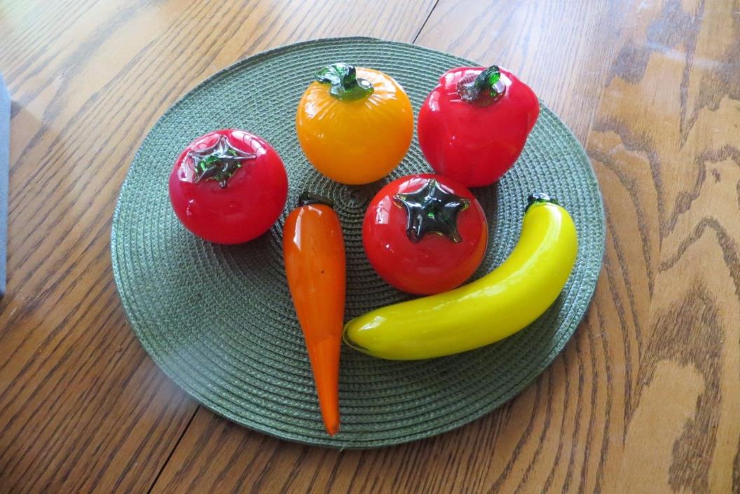 glass banana tomato pepper carrot decorative centerpiece fruit & vegetables
