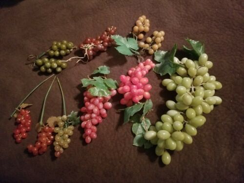 Lot of Vintage 1980s Faux Grapes Realistic Fruit Clusters Rubber and Plastic