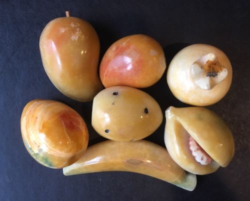 Vintage Alabaster Marble Stone Fruit Italy 7 Pieces