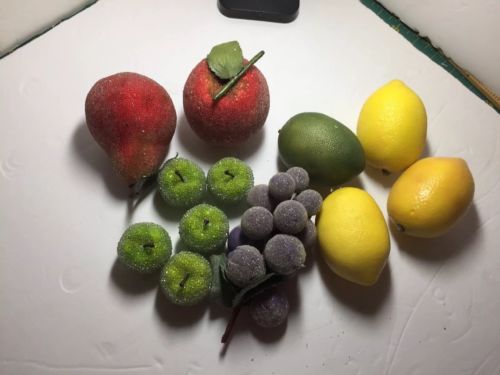 8 Sugar Beaded Artificial Decorative Fruit & 4 Unbeaded