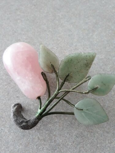 Vintage Rose Quartz Semi Precious Carved Pear 2