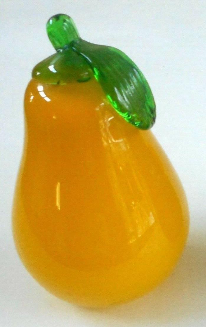 PEAR Murano Style Glass Fruit/Vegetable Life Size Yellow