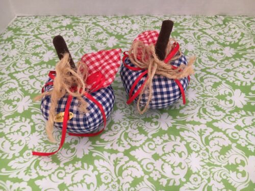 Gingham Fabric Apples Set Of 2