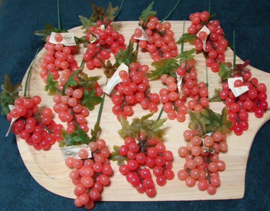 Lot of Vintage Artificial Soft Plastic Grapes, Lot of 12 Clusters New Old stock