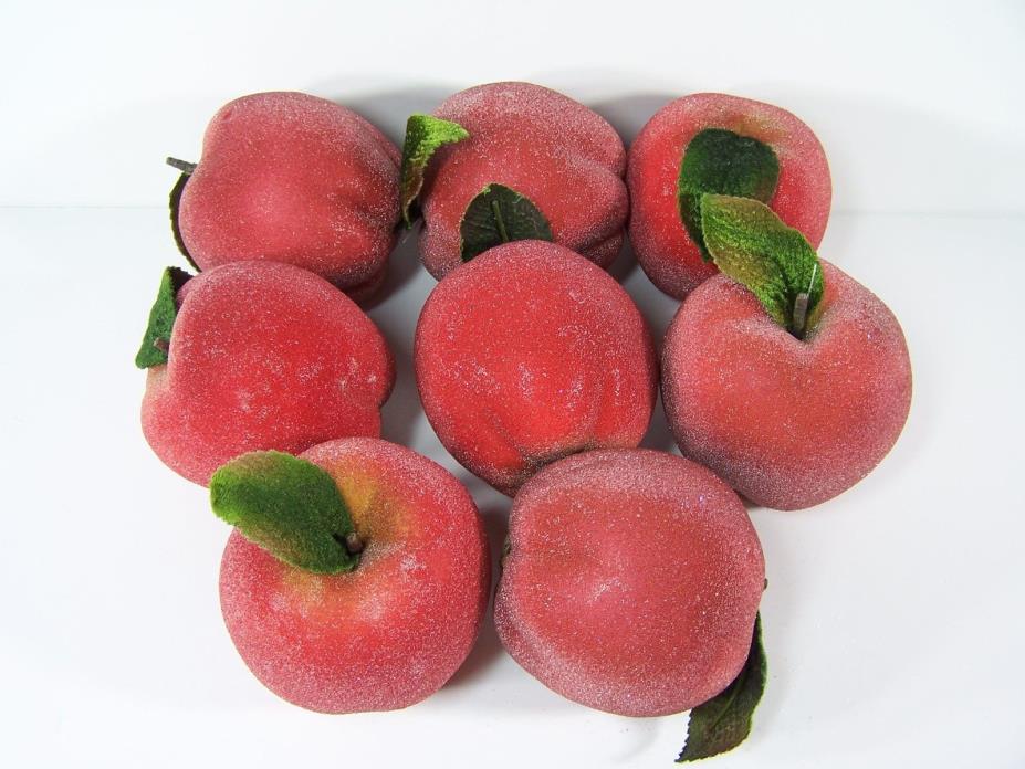 Lot Of 8 Artificial Fruit Sugared Red Apples Home Decor