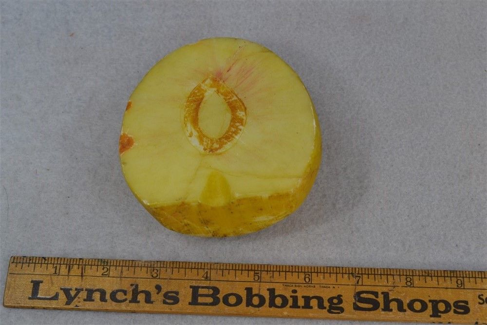 stone alabaster half peach sliced split fruit 19thc  handmade antique original