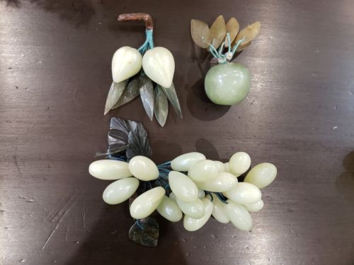Vintage ITALY Alabaster Marble Stone Grapes Cluster Marble Fruit