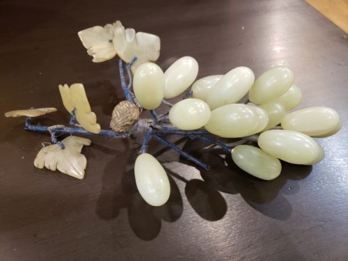 Vintage ITALY Alabaster Marble Pale Green Stone Grapes Cluster