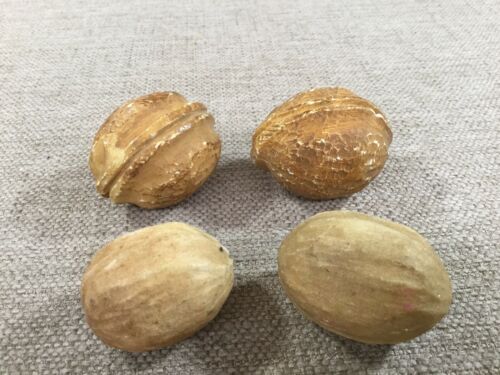 RARE Antique Vintage Italian Alabaster Stone Fruit Walnuts Carved Italy