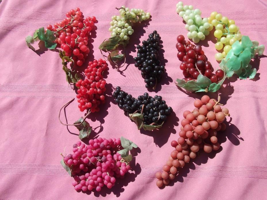 12 Assorted Color and Sizes Artificial Soft Grape Clusters-Table Home Decor