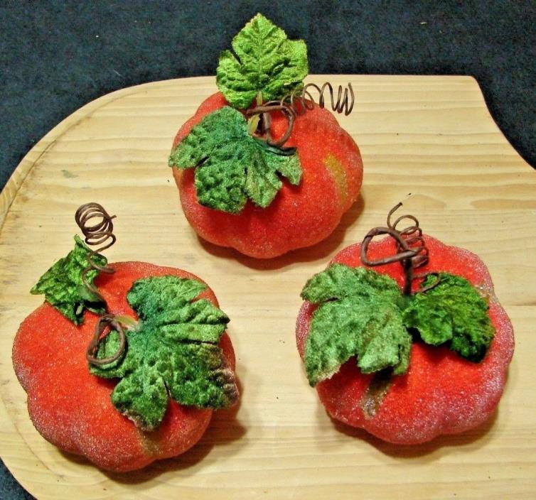 LOT OF (3) SUGAR COATED PUMPKIN/GOURD TABLE HOME CRAFT DECOR NEW OLD STOCK