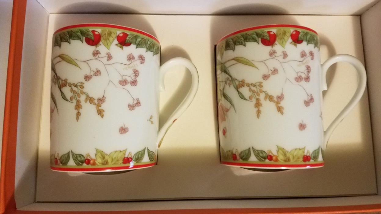 Boxed and Unused! Hermès Pythagore Cup Set w/fruit, berry and flower accents
