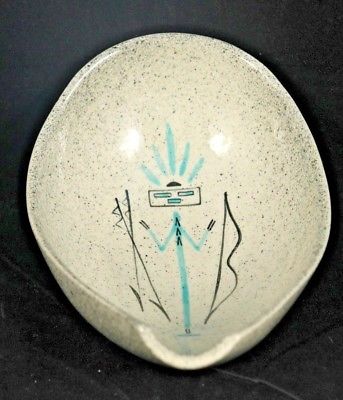 Vntg/Mid Century Ceramic Hand Painted New Mexico Dish Native American Motif