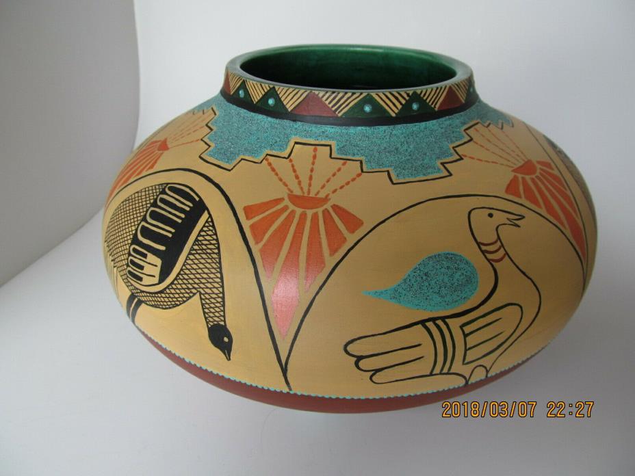 Handpainted ceramic bowl in southwest designs