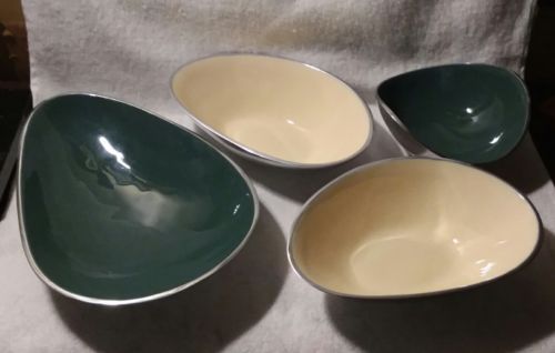 Decorative Bowls by Pierre Belvedere Enamel on Aluminum, Organic Shapes Set of 4
