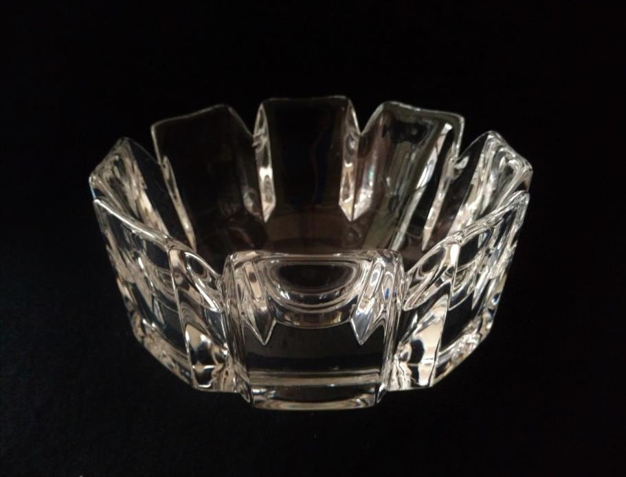 Orrefors Crystal CORONA 7 ½” Large Bowl SWEDEN Signed Glass Lars Hellsten