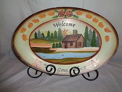 Decorative Hand Painted Wooden Platter 