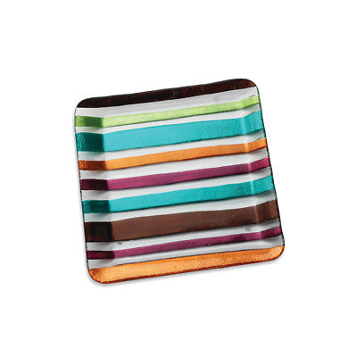 DEMDACO Silvestri Glass Fusion Stripe Pattern Plate