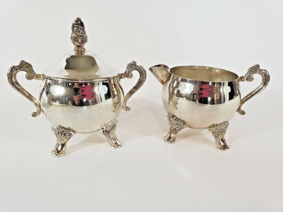 Vintage E.P. Brass  -Sugar Bowl and Creamer Silver Plated Dining Ware Formal