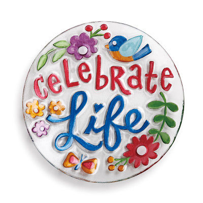 Demdaco Celebrate Life Round Plate, Multicolor
