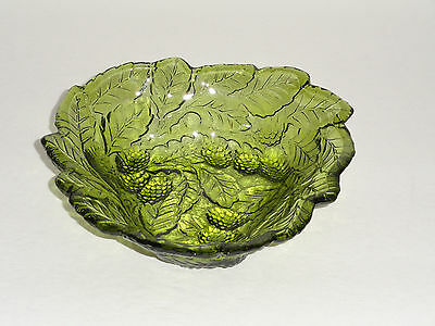 INDIANA GLASS LOGANBERRY TRIANGLE GREEN GLASS CANDY DISH