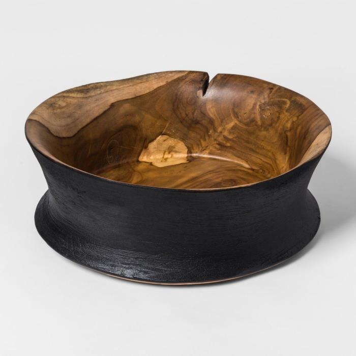 Natural Looking Decorative Charred Wooden Bowl - Black - Threshold
