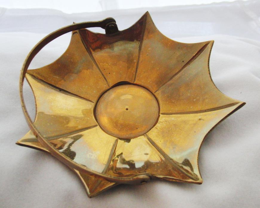 Made in India solid brass 8 sided dish with handle for trinkets candy etc