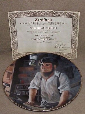 The Blacksmith signed #'d Rural Impressions Krauter Horsemens Heritage plate