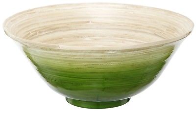 Green & Tan Ombre Bamboo Bowl Home Decor Accent 11.75