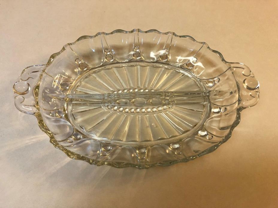 Vintage Clear Crystal Glass Divided Nut Candy Relish Dish 11