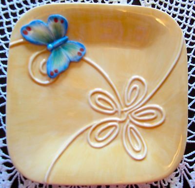 NIB Fitz & Floyd Living Color Canape Plate * Butterfly