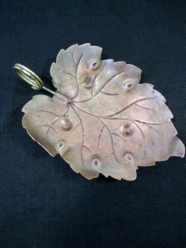 Copper Leaf Shaped Dish Great Patina 9 Inch by 6 inch Thanksgiving Fall Decor