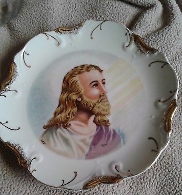 Mid-State Lord picture 18K gold trim collectors Hanging Plate VGC 8-1/4