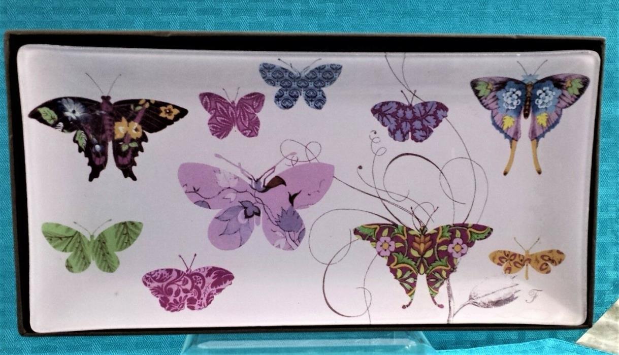 COLLECTIBLE FRINGE STUDIO TRINKET DISH WITH BUTTERFLIES NEW WITH ORIGINAL BOX