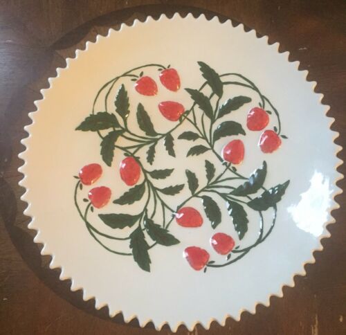 Pretty Plate Decorated With Strawberries & Vines