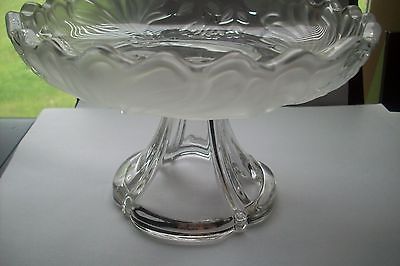 Pedestal Clear Vintage Nut / Candy / Dish / Bowl Frosted Floral Designs 4 1/4
