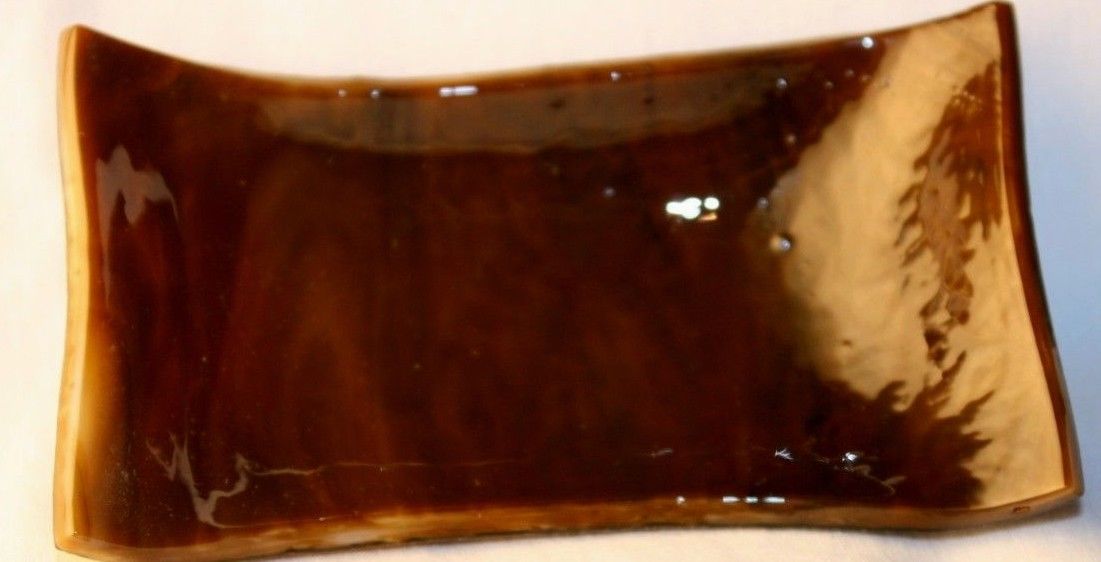 Fused Glass Art Bowl Small Brown Streaky 3 1/2