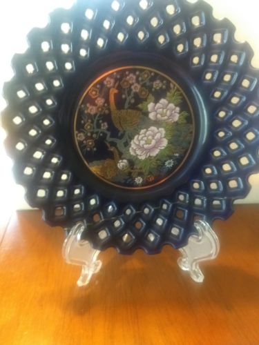 Small Decorative Blue Ceramic Plate With Stand