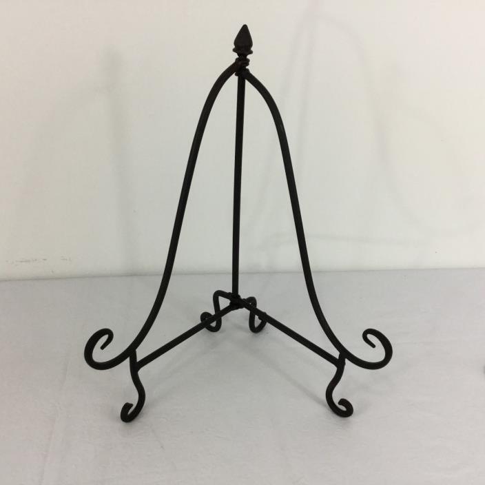 Wrought Iron Decorative Table Picture Plate Easel Fold Up Dark Brown 16.5