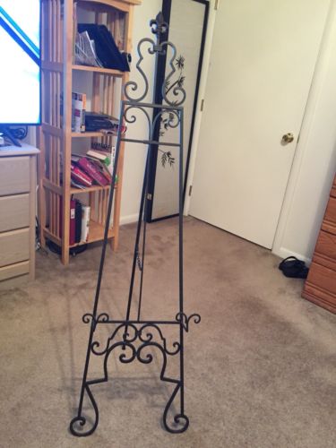 Tall Black Wrought Iron Standing Easel 56” High