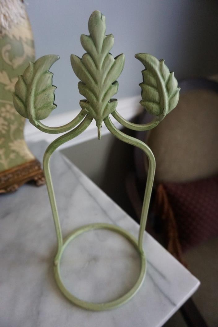 Green Wrought Iron Ornament or Globe Display Stand w/Hook-12
