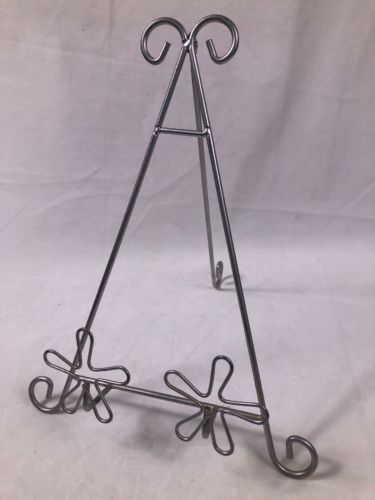 Large Metal Ornate Plate Book Easel Stand Display Holder Rack Pewter Color (B)