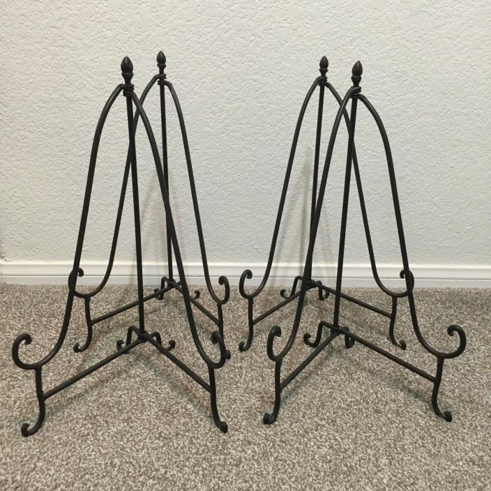 Lot 4 Large Wrought Iron Metal Plate Display Easels Artwork Painting Stand 20