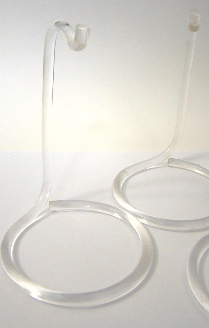 New Set of 3 Clear Acrylic Plastic Ornament Display Stands Round Base