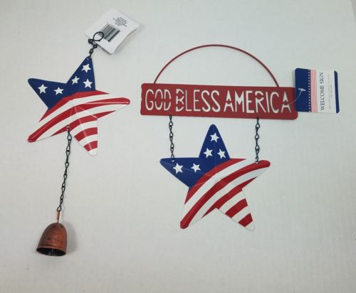 Patriotic Welcome Door Wall Hanging Metal Decor Chime USA Military Memorial